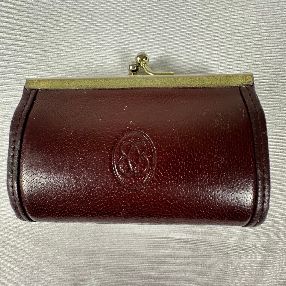 Vintage Buxton Genuine Leather Oxblood Kiss Lock Coin Purse - Picture 2 of 8